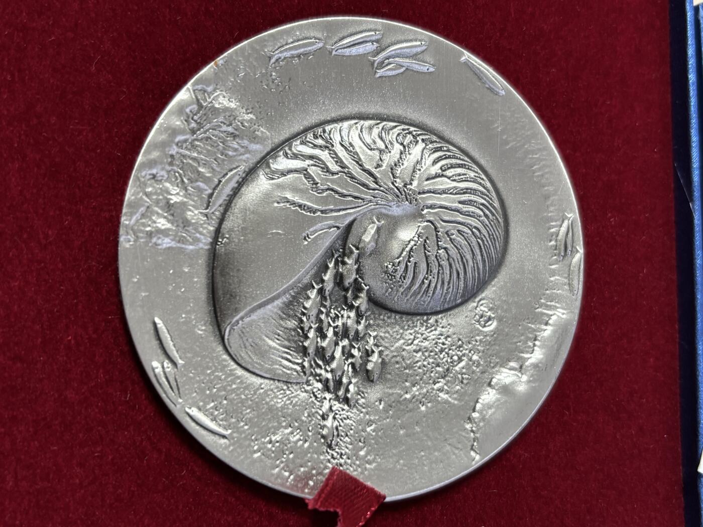 第190期拍卖 海洋传奇白铜珐琅彩铜章，直径76毫米，重197克