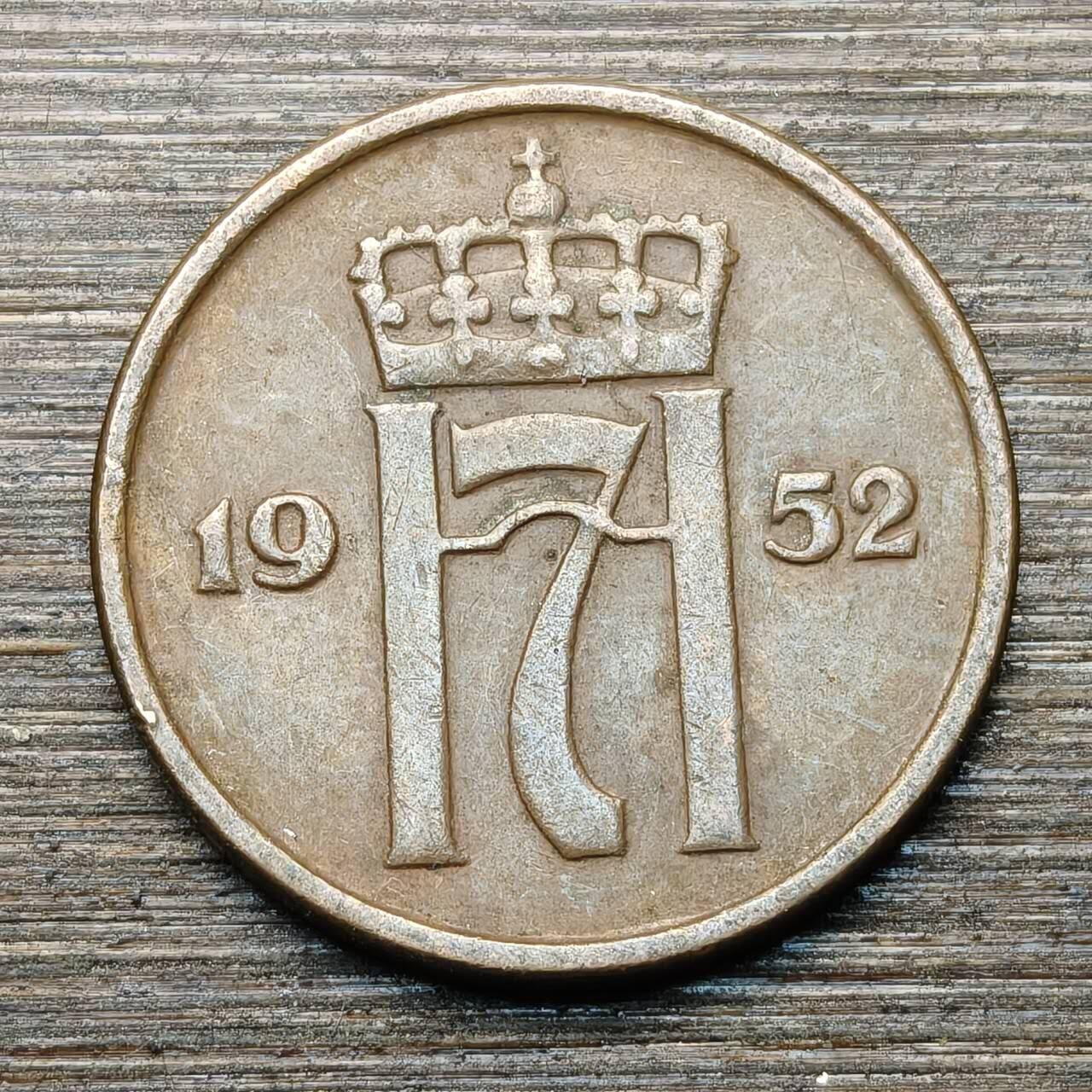 【本场4.12号发货】★第145★散币专场 不寄存，30包邮。不满30元，支付5元运费。《接受代拍 代送NGC评级》 22【无寄存】1952年挪威5欧尔