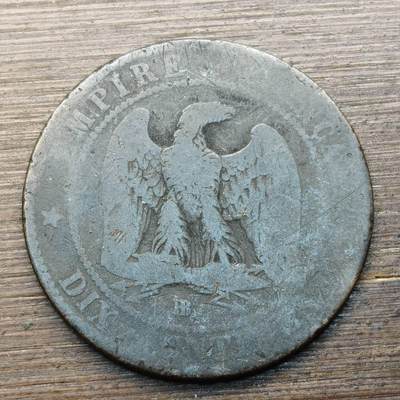 【铜匠收藏】★第144★散币专场 不寄存，30包邮。不满30元，支付5元运费。《接受代拍 代送NGC评级》 - 87【无寄存】法国拿破仑三世1854年10分大铜币B厂