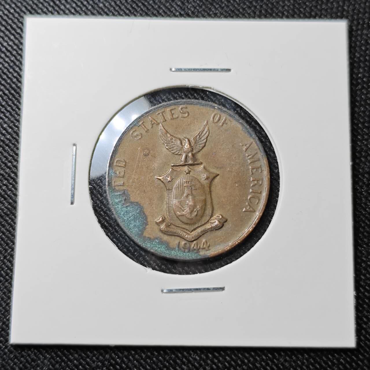 KK钱币收藏小铺  第392期  2月预留时间 周末发货  1944美属菲律宾1分铜币