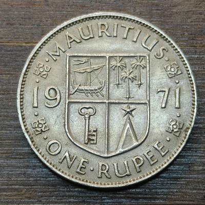 【本场4.12号发货】★第145★散币专场 不寄存，30包邮。不满30元，支付5元运费。《接受代拍 代送NGC评级》 - 34【无寄存】英属毛里求斯1971年 1卢比铜镍币