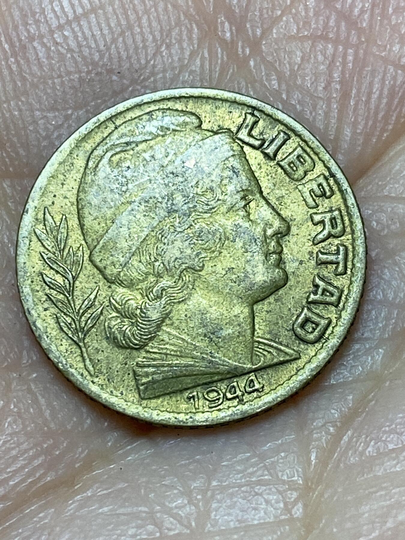 2026年第十九场(总第一百八十八场）外国好品散币场(免佣金) 阿根廷🇦🇷1944年5分(1896–1950年第二套)