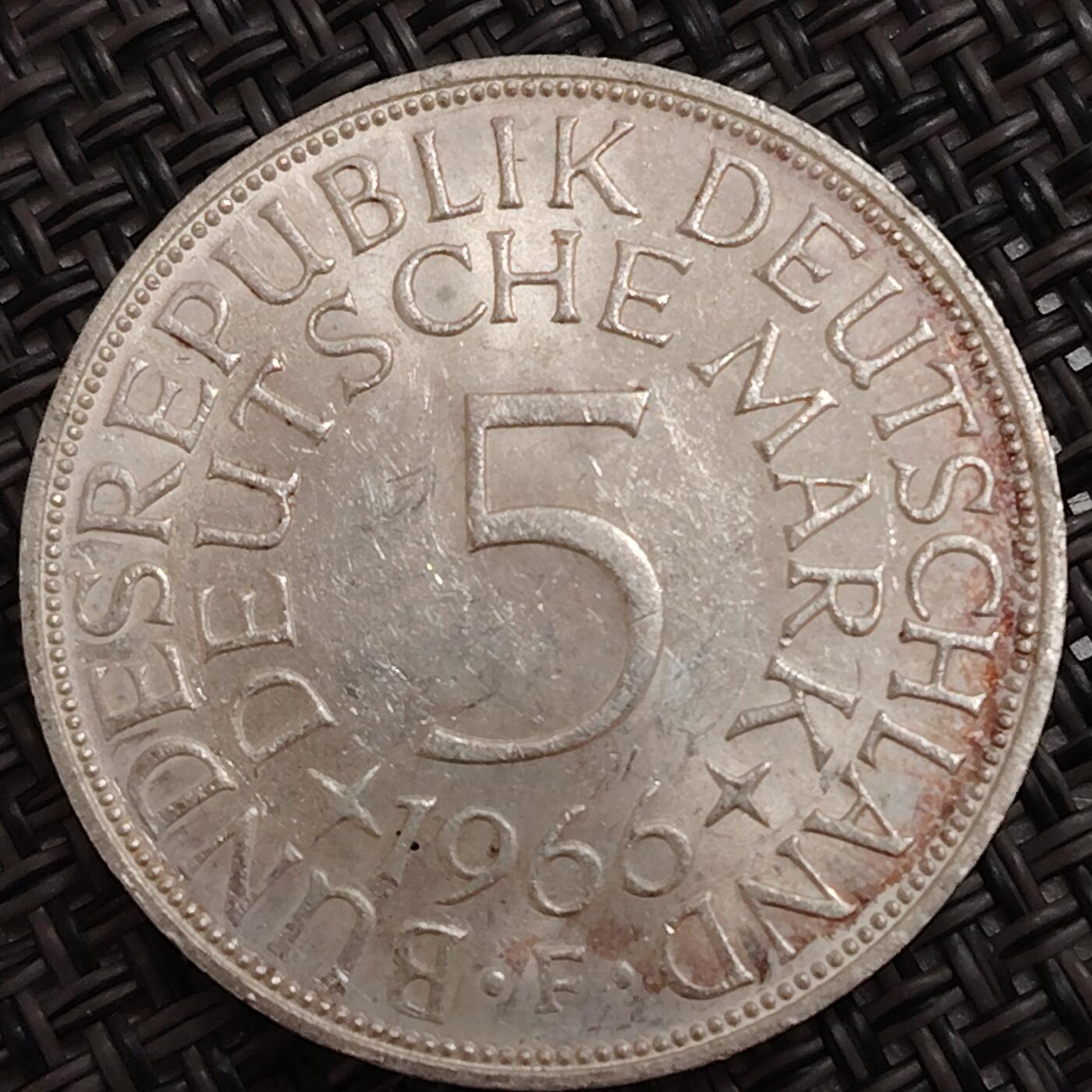 布加迪🐬～世界钱币(上海)🌾第 273 期 /  各国套币和散币 德国🇩🇪 1966年 5马克银币