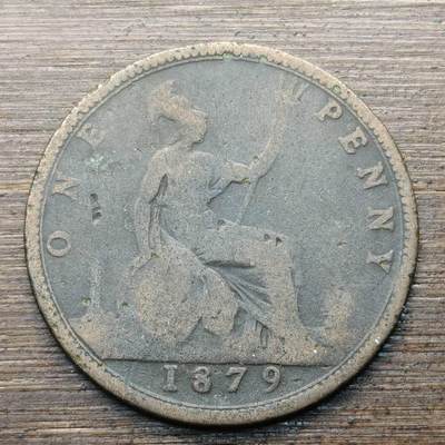 【铜匠收藏】★第144★散币专场 不寄存，30包邮。不满30元，支付5元运费。《接受代拍 代送NGC评级》 - 59【无寄存】1879年 英国 1便士