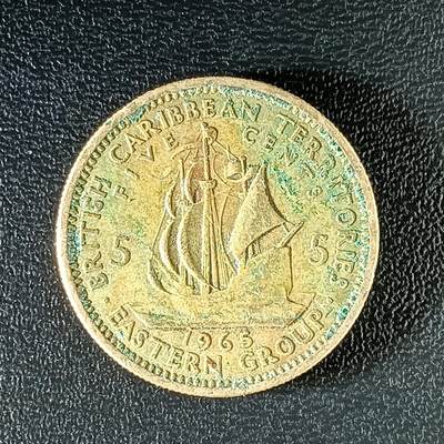 逸泉钱币2026第十二组世界钱币专场春节千件大拍A1614～2574 - 1975 东加勒比5分