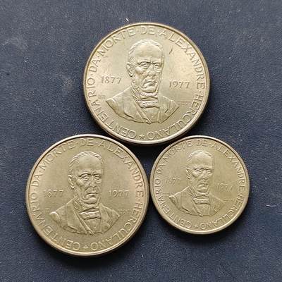 【全场包邮】纯粹捡漏拍500场-持续更新中 - 葡萄牙1977年作家艾尔库拉诺诞辰100周年3枚套币