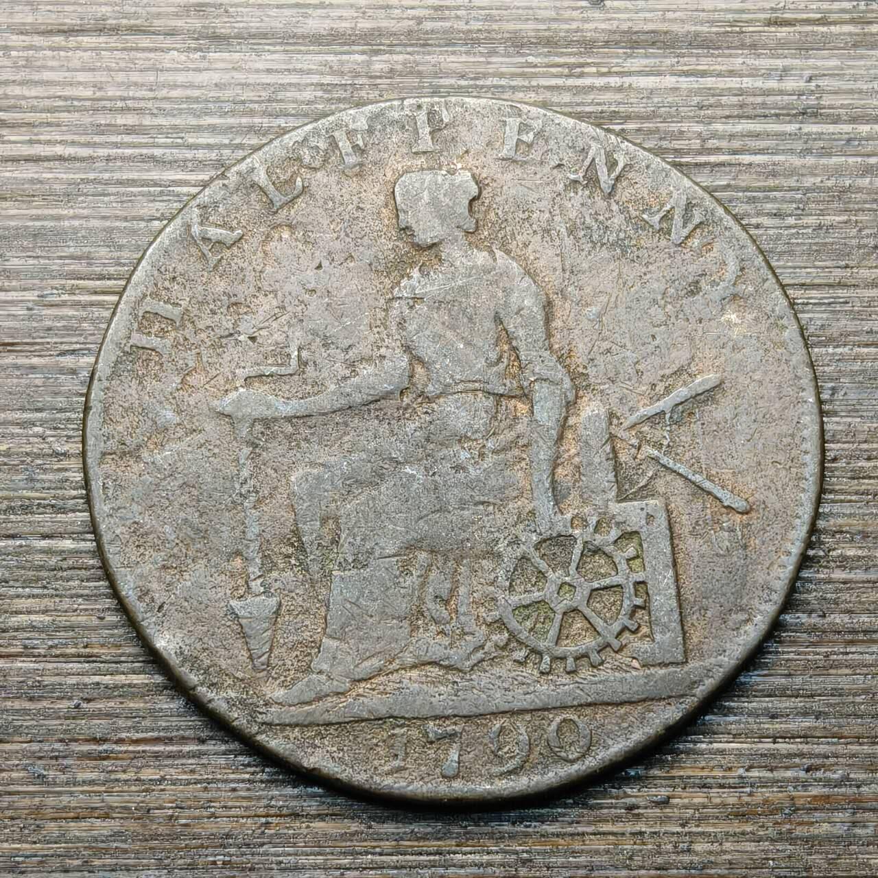 【本场4.12号发货】★第145★散币专场 不寄存，30包邮。不满30元，支付5元运费。《接受代拍 代送NGC评级》 17【无寄存】英国 1790年 沃里克郡莎士比亚 半便士