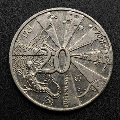 【淘币小摊】实时拍第八百六十三拍   小银币散币场   年前最后一周 之前的预留小年前全部发出 请更换最新收货地址  - 澳大利亚2001年州联邦百年20分纪念币