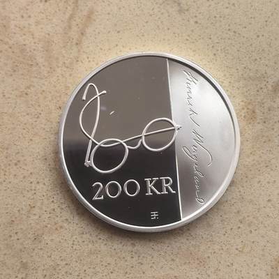 道一币馆币章第一百六十五场 - 挪威2008年诗人亨里克·韦格兰诞辰200周年200克朗精制银币 16.85g  925s