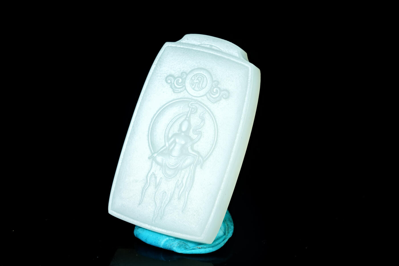 上海都达杂项专场十九（全场包邮） 和田羊脂白玉精雕《悠闲弥勒》挂件90-28