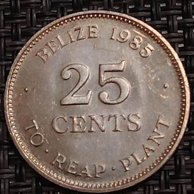 布加迪🐬～世界钱币(上海)🌾第 273 期 /  各国套币和散币 - 伯利兹🇧🇿 1985年 25分 较少见品种