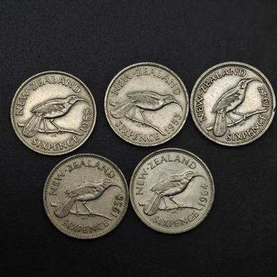 【淘币小摊】实时拍第八百六十三拍   小银币散币场   年前最后一周 之前的预留小年前全部发出 请更换最新收货地址  - 新西兰6便士镍币5枚