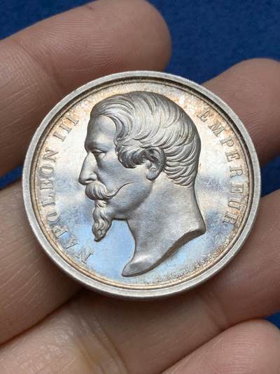 《竞宝斋》第465场 周日，周一，周二，3场连拍 （全场包邮）欢迎送拍 - 法国帝国历史著作委员会银质代币，20g，34.9mm，手指边铭