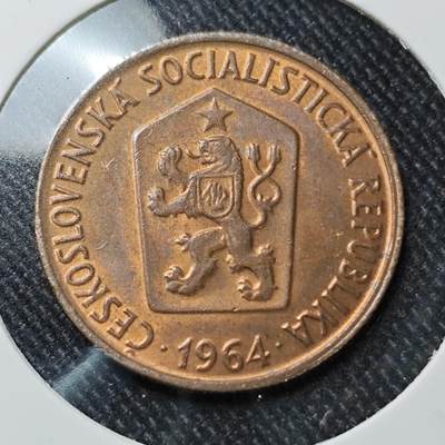 KK钱币收藏小铺  第392期  2月预留时间 周末发货 -  1964捷克斯洛伐克50赫勒铜币