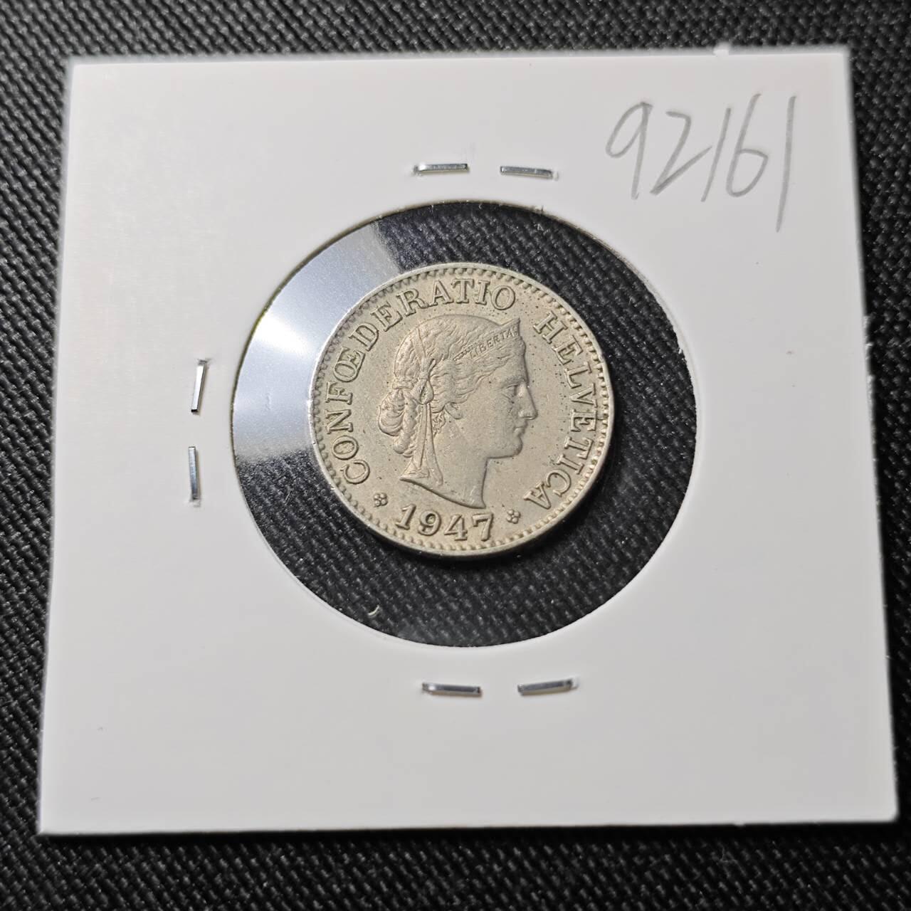 KK钱币收藏小铺  第392期  2月预留时间 周末发货  1947瑞士10分