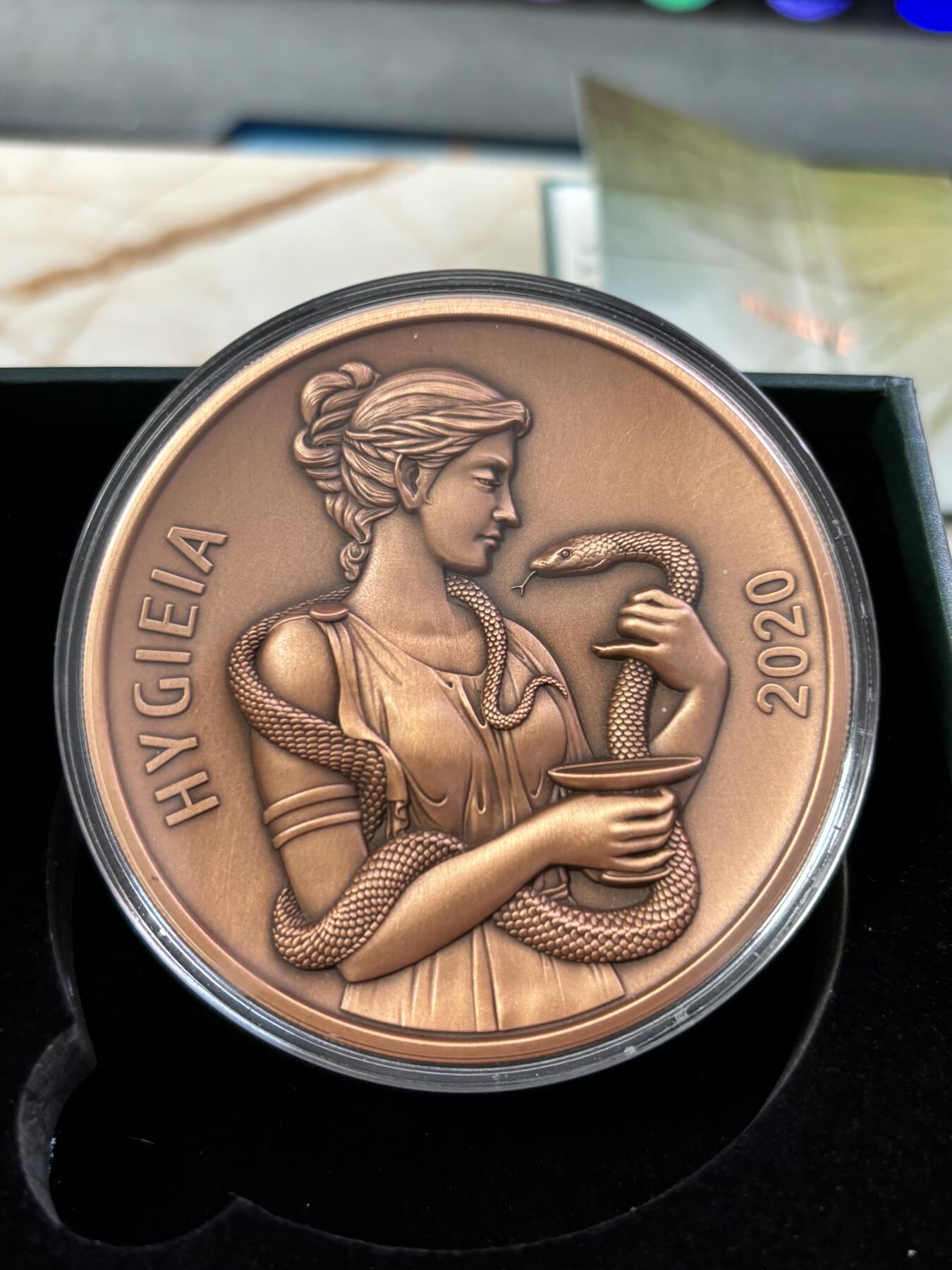 第190期拍卖 萨摩亚2020年半元仿古凹面铜币 海吉雅-健康与卫生的女神，其名称是英语