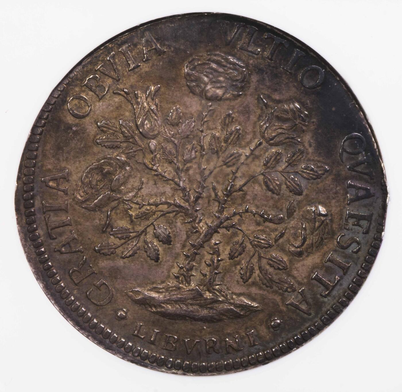 NGC-MS63 1718意大利利沃美第奇家族野玫瑰大银币 冠军分