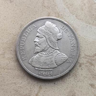 道一币馆币章第一百六十五场 - 巴拿马1904年征服者武士1巴波亚银币  25g 900s