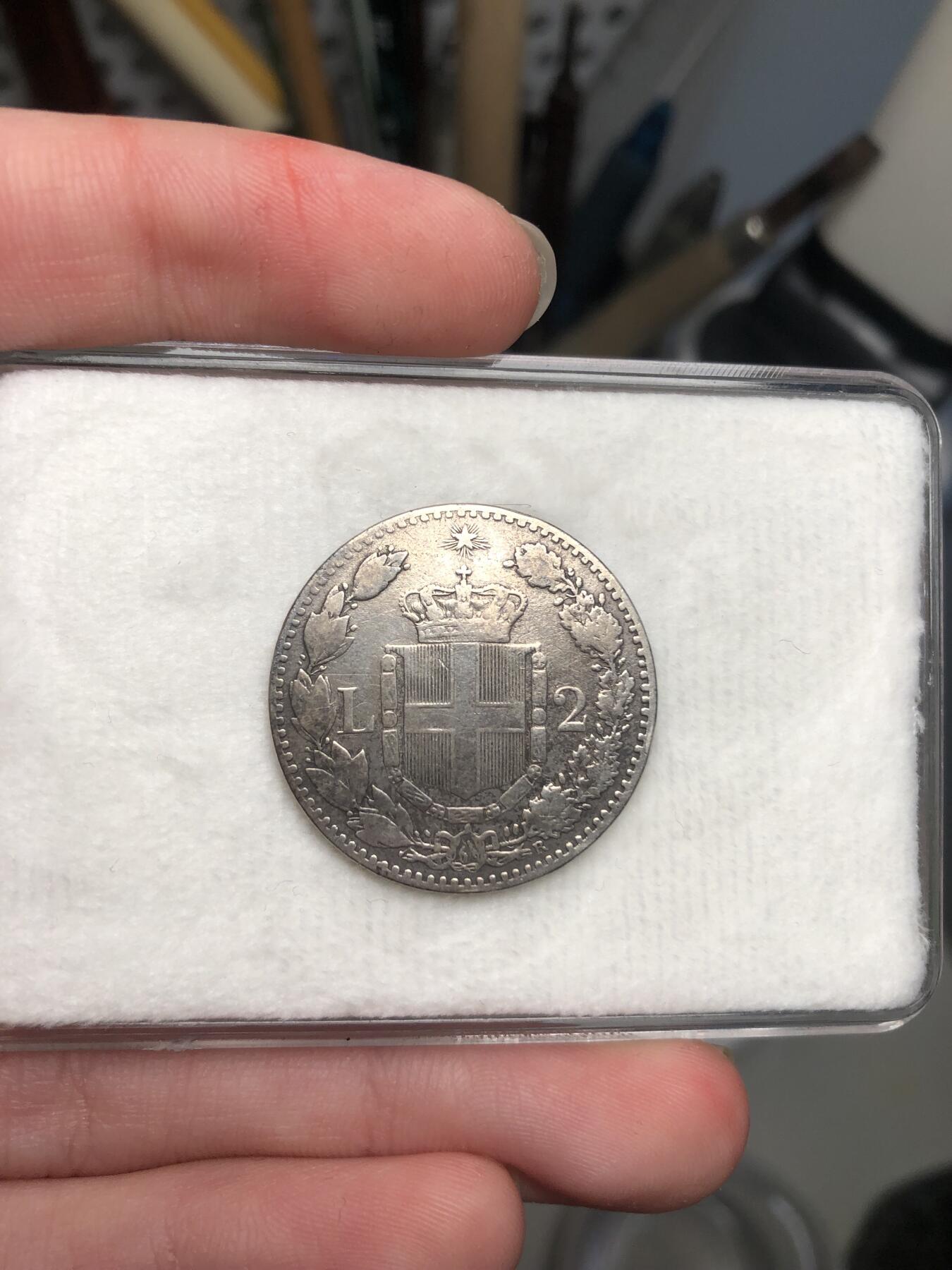 意大利翁贝托一世二里拉银币，纯银含量8.3克