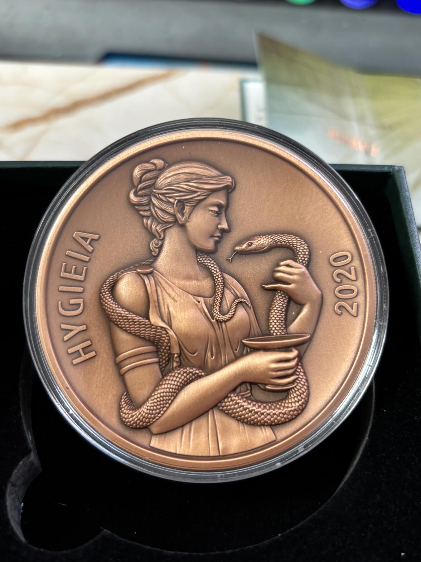 第190期拍卖 萨摩亚2020年半元仿古凹面铜币 海吉雅-健康与卫生的女神，其名称是英语