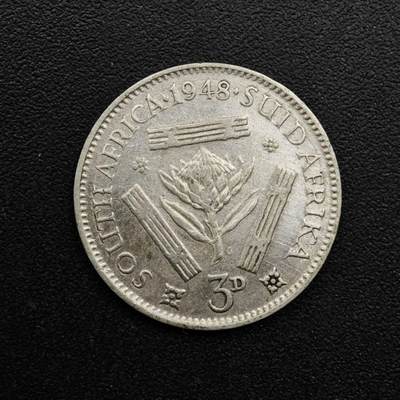 【淘币小摊】实时拍第八百六十三拍   小银币散币场   年前最后一周 之前的预留小年前全部发出 请更换最新收货地址  - 南非1948年乔治六世3便士银币