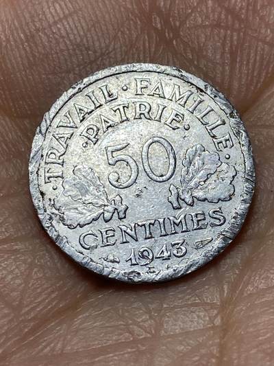2026年第十九场(总第一百八十八场）外国好品散币场(免佣金) - 法国1943年50生丁(维希傀儡政府时期)