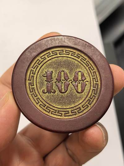 博洋堂“心向春光”2月精品大拍专场暨第160期（全场包邮） - 民国老上海胶木筹码 100圆 花体数字风格 底板描金 沪上状态极好的老物件不容易