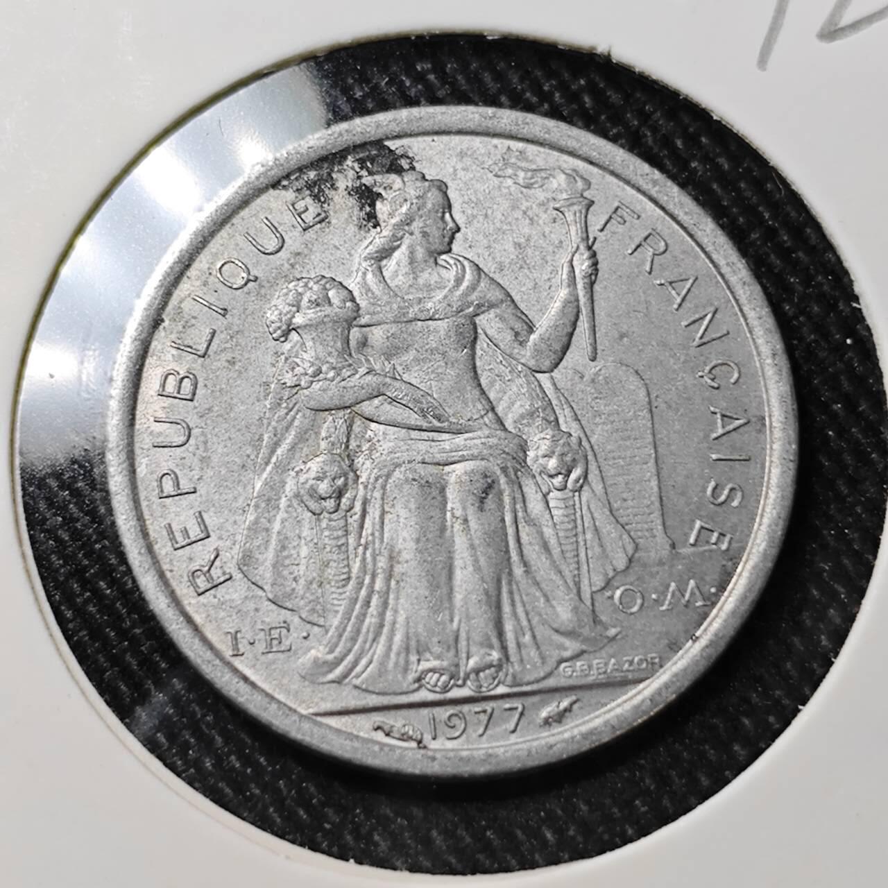 KK钱币收藏小铺  第392期  2月预留时间 周末发货  1977法属新喀里多尼亚1法郎