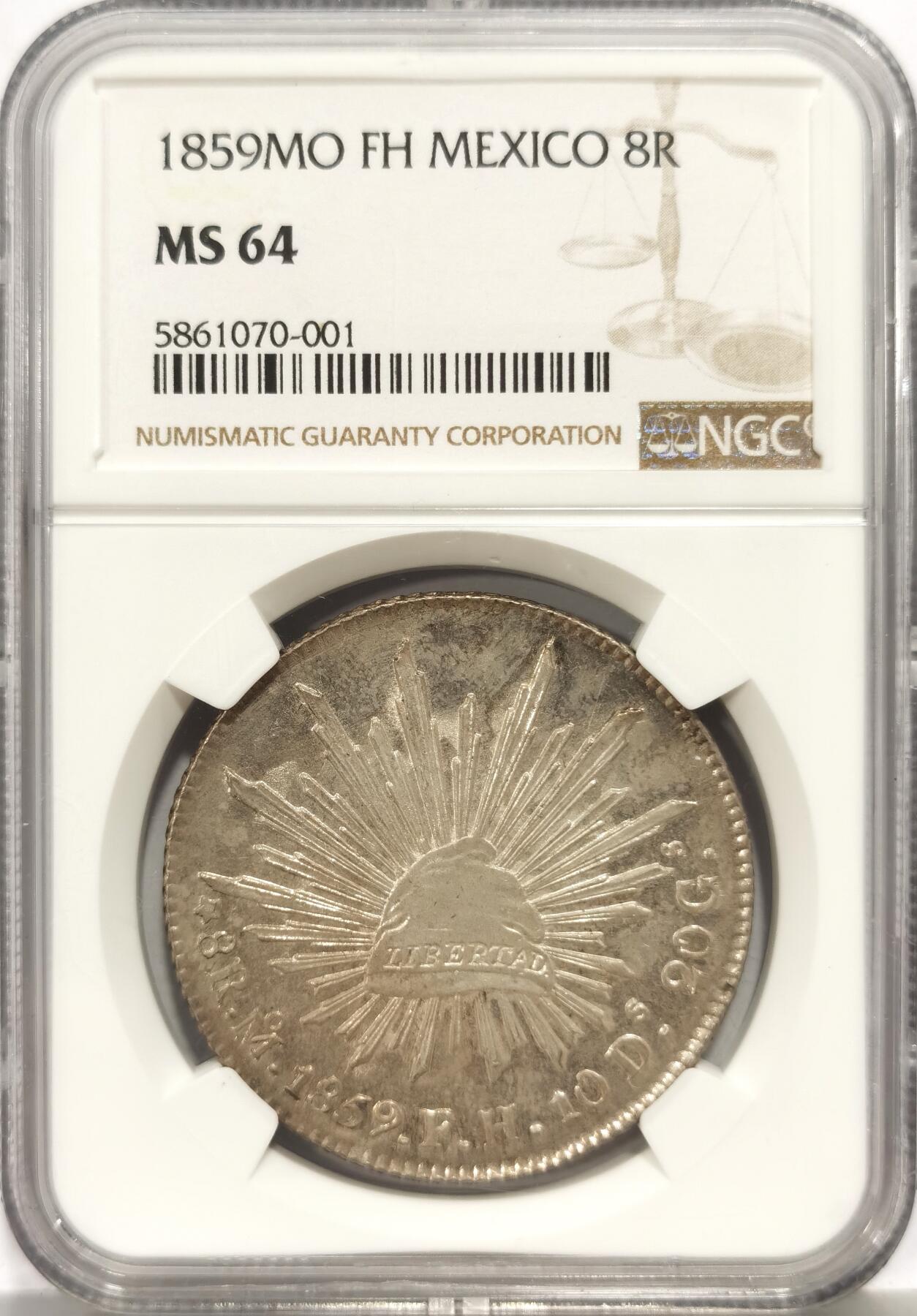 博洋堂“心向春光”2月精品大拍专场暨第160期（全场包邮） NGC MS64 墨西哥1859年MO FH版鹰洋8R银币