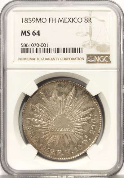 博洋堂“心向春光”2月精品大拍专场暨第160期（全场包邮） - NGC MS64 墨西哥1859年MO FH版鹰洋8R银币