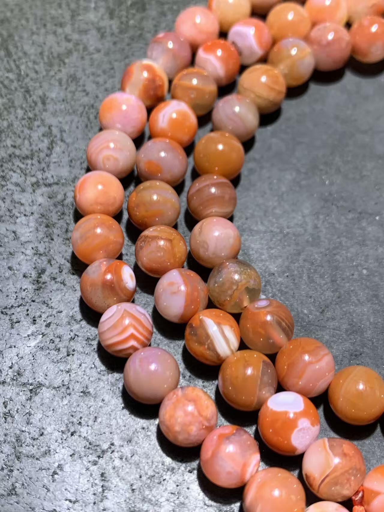 川料南红玛瑙柿子红冰飘108手串一条，