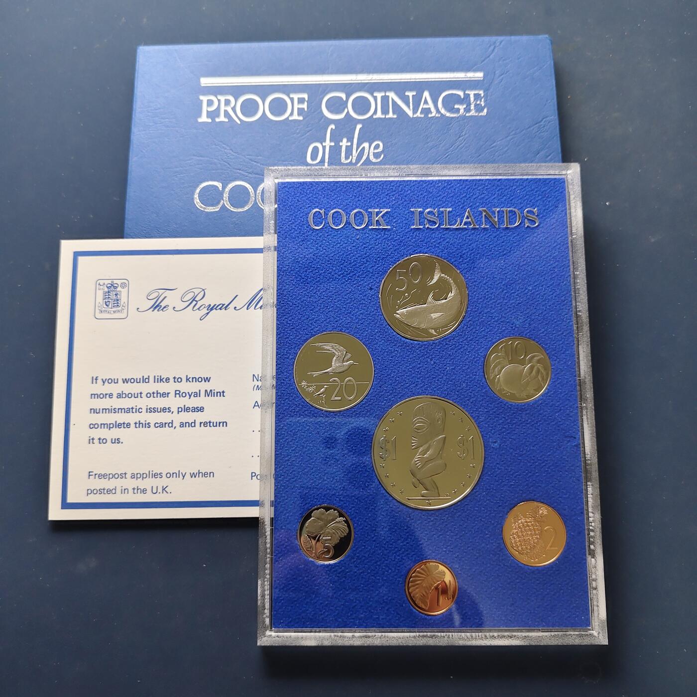 【全场包邮】纯粹捡漏拍501场-持续更新中 库克群岛1983年官方发行皇家厂经典信封装精制套币-PS14