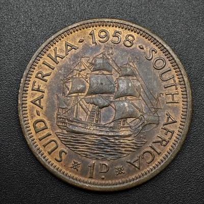 【淘币小摊】实时拍第八百六十三拍   小银币散币场   年前最后一周 之前的预留小年前全部发出 请更换最新收货地址  - 南非1958年伊丽莎白二世一便士铜币