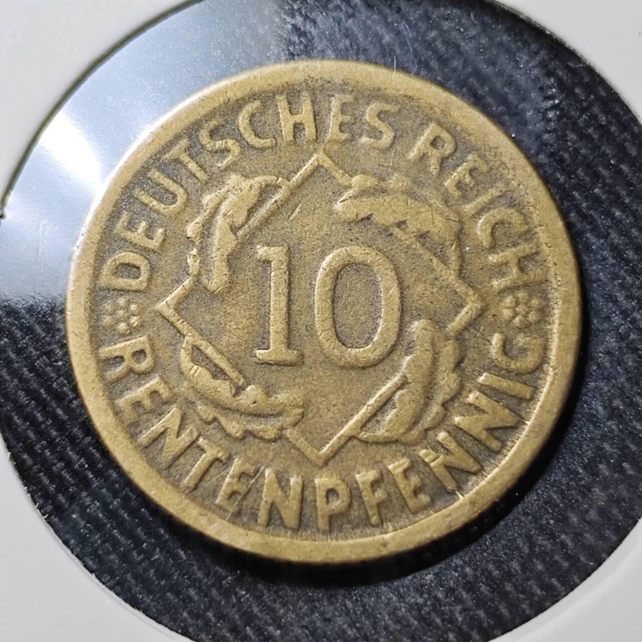 KK钱币收藏小铺  第392期  2月预留时间 周末发货  1924魏玛10分铜币