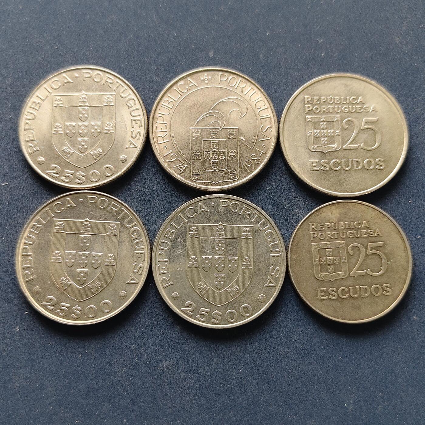 【全场包邮】纯粹捡漏拍500场-持续更新中 葡萄牙各年份25埃斯库多6枚一组-含儿童年+残疾人年+革命十周年+共同市场4枚纪念币+女神大小版