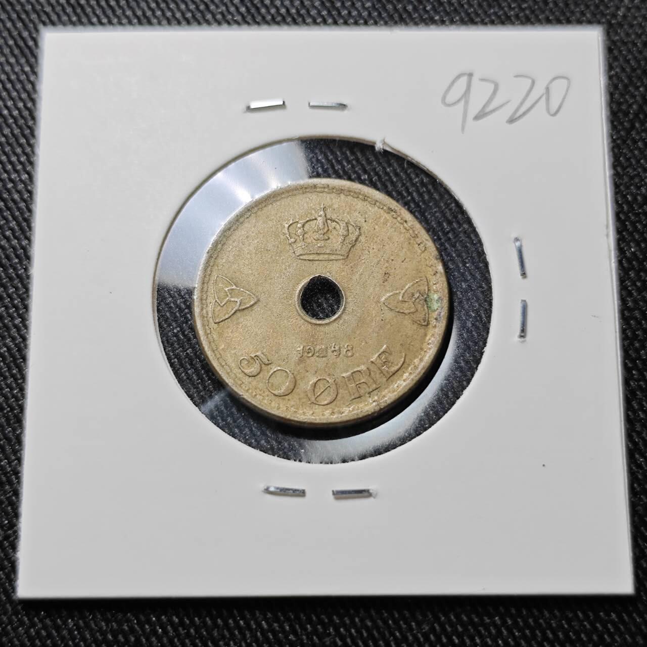 KK钱币收藏小铺  第392期  2月预留时间 周末发货 1948 挪威50欧尔