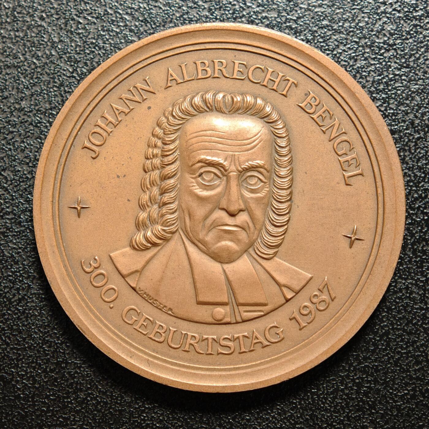 【德藏】世界币章拍卖第164期（拍品征集中~欢迎藏友联系） 1987年 德国约翰·阿尔布雷希特·本格尔诞辰300周年暨符腾堡圣经学院成立175周年纪念铜章 直径约：40mm；重约：27.6g