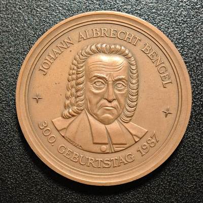 【德藏】世界币章拍卖第164期（拍品征集中~欢迎藏友联系） - 1987年 德国约翰·阿尔布雷希特·本格尔诞辰300周年暨符腾堡圣经学院成立175周年纪念铜章 直径约：40mm；重约：27.6g