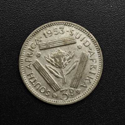 【淘币小摊】实时拍第八百六十三拍   小银币散币场   年前最后一周 之前的预留小年前全部发出 请更换最新收货地址  - 南非1953年伊丽莎白二世3便士银币