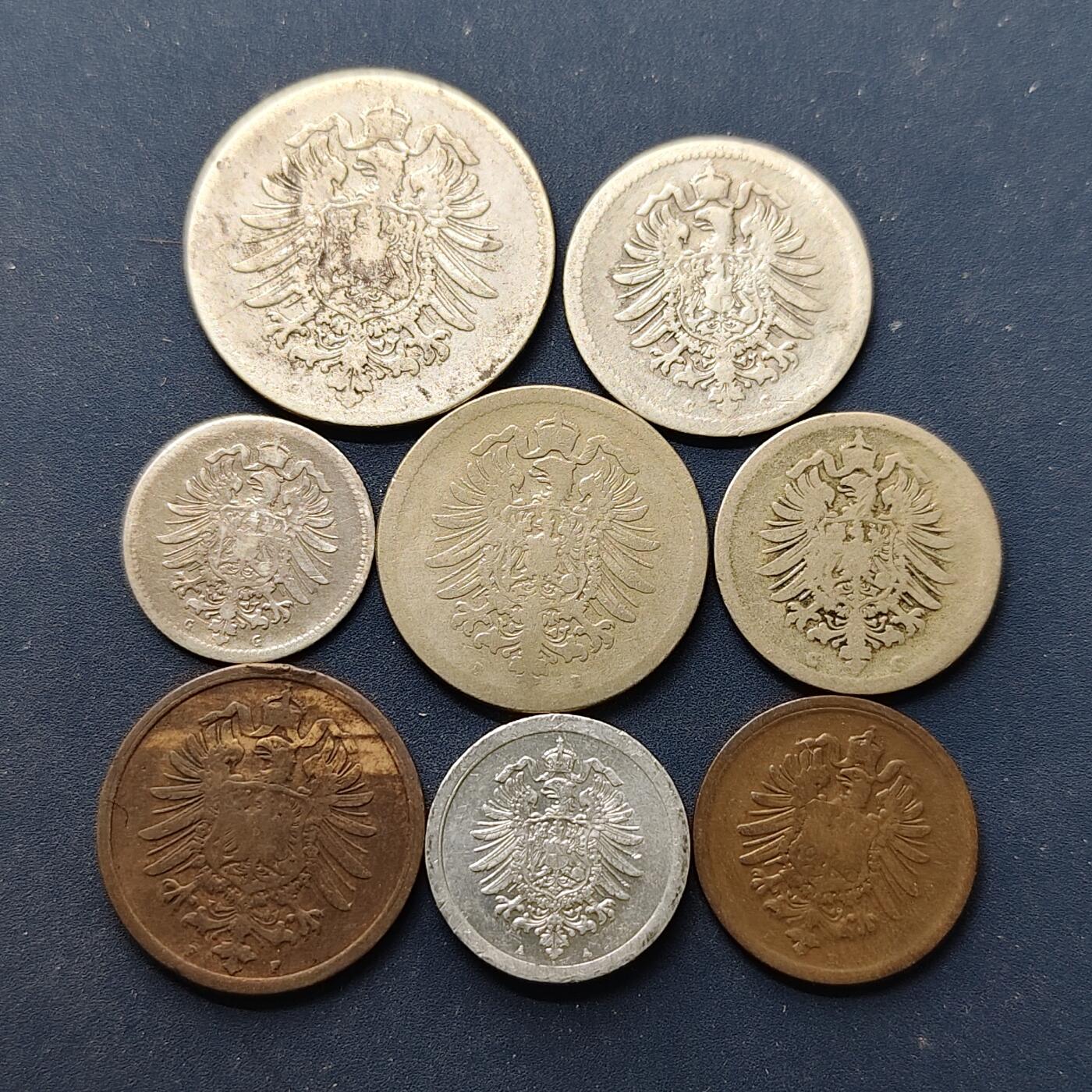 【全场包邮】纯粹捡漏拍500场-持续更新中 德国第二帝国各年份短翅鹰8枚套币