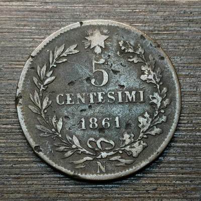 【本场4.12号发货】★第145★散币专场 不寄存，30包邮。不满30元，支付5元运费。《接受代拍 代送NGC评级》 - 14【无寄存】意大利 1861年 5分 铜币