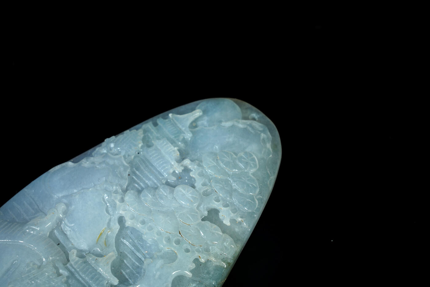 上海都达杂项专场十九（全场包邮） 天然冰糯种翡翠（A货）精雕《松壑清音》挂件90-16