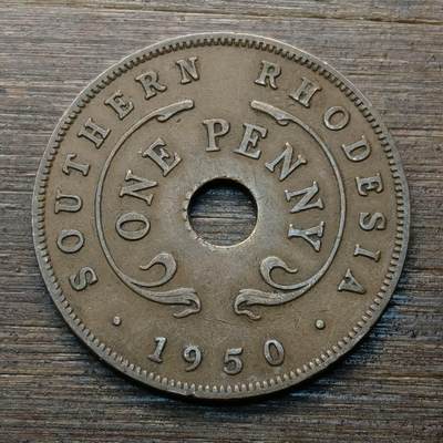 【本场4.12号发货】★第145★散币专场 不寄存，30包邮。不满30元，支付5元运费。《接受代拍 代送NGC评级》 - 57【无寄存】英属南罗德西亚 1950年 1便士 铜币 乔治六世
