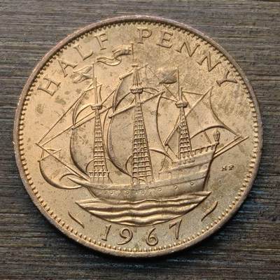 【本场4.12号发货】★第145★散币专场 不寄存，30包邮。不满30元，支付5元运费。《接受代拍 代送NGC评级》 - 54【无寄存】英国 1967年 半便士