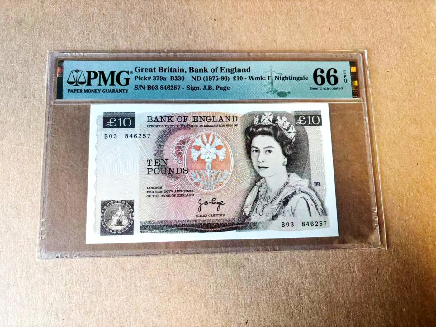 【Blue Auction】世界纸币精拍第782期——18级TOP拍卖/信誉/品质/专业/高效💫 【a版】英国 D序列 1975-80年10镑 PMG66EPQ