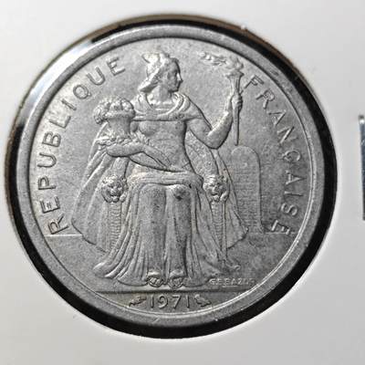 KK钱币收藏小铺  第392期  2月预留时间 周末发货 -  1971法属新喀里多尼亚2法郎
