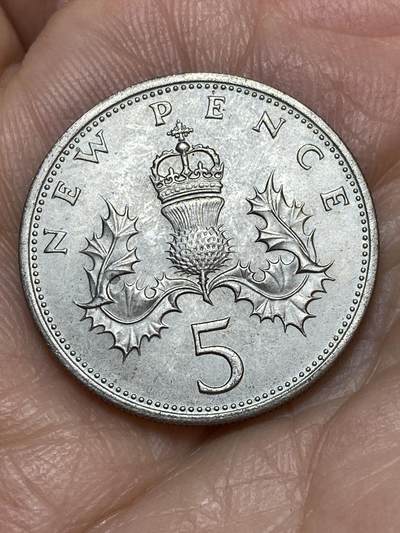 2026年第十九场(总第一百八十八场）外国好品散币场(免佣金) - 英国🇬🇧1968年5新便士(伊丽莎白二世中年花冠，十进制第一版首发年)