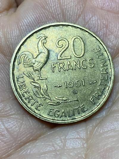2026年第十九场(总第一百八十八场）外国好品散币场(免佣金) - 法兰西第四共和国1951年20法郎(B标，博蒙莱罗热造)
