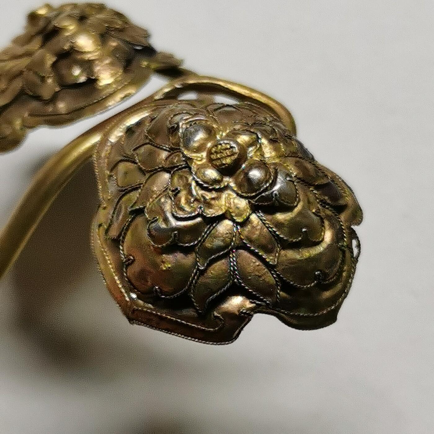 杂件专场98期 清代老银鎏金发簪，金水足