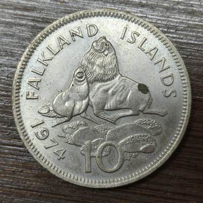 【本场4.12号发货】★第145★散币专场 不寄存，30包邮。不满30元，支付5元运费。《接受代拍 代送NGC评级》 - 78【无寄存】福克兰群岛 1974年 10便士